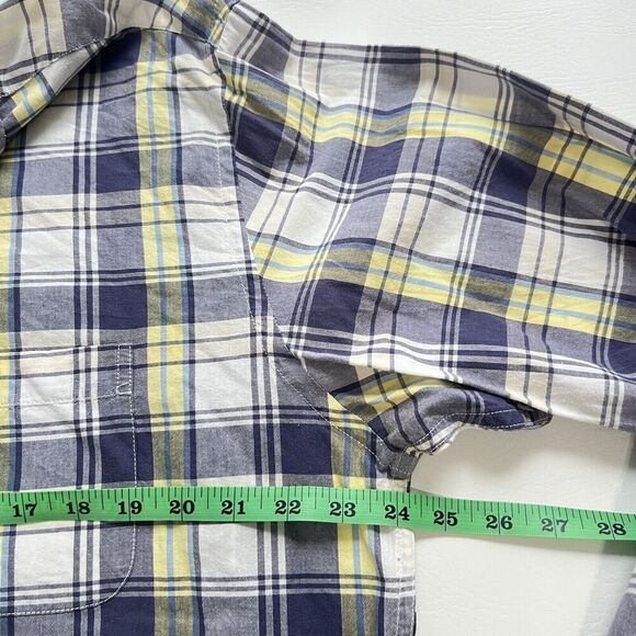 Brooks Brothers 346 Button Down Mens Blue Yellow White Check Plaid Polo Shirt L - Picture 8 of 9